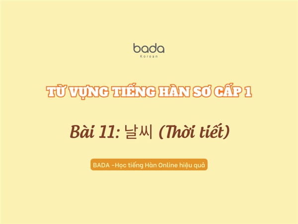 Từ vựng tiếng Hàn sơ cấp 1 bài 11