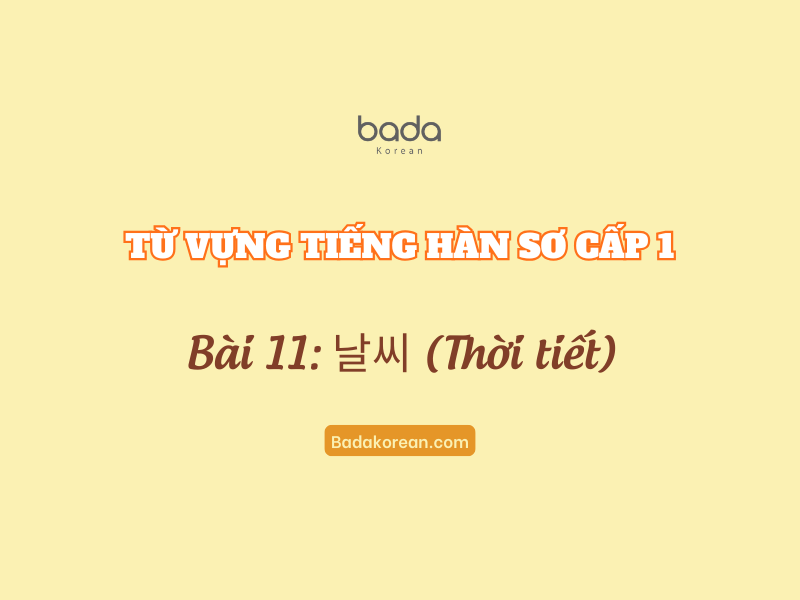 Từ vựng tiếng Hàn sơ cấp 1 bài 11
