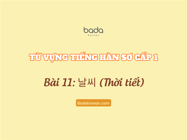Từ vựng tiếng Hàn sơ cấp 1 bài 11