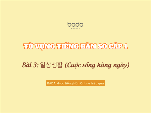 Từ vựng tiếng Hàn sơ cấp 1 bài 3